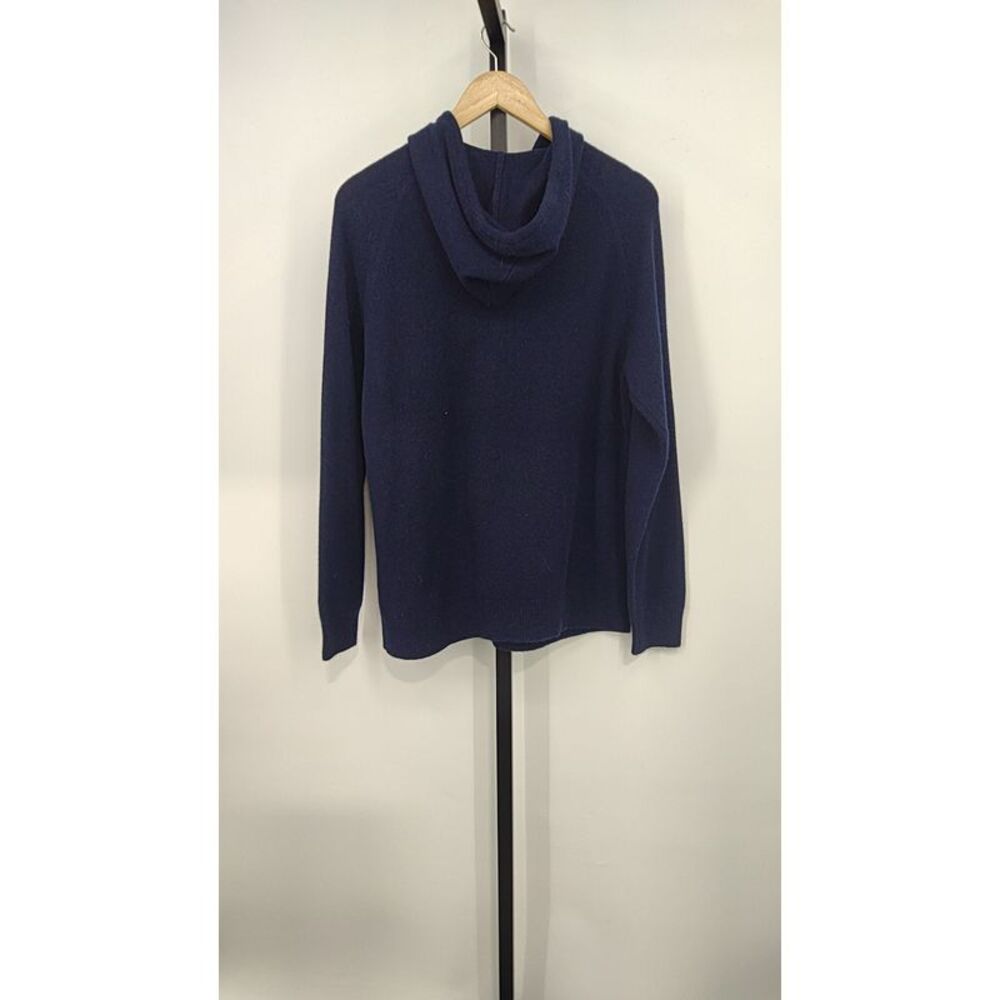 Quince Mongolian Cashmere Pullover Hoodie Sweater Men's L TRUE Navy NWT - Picture 10 of 11